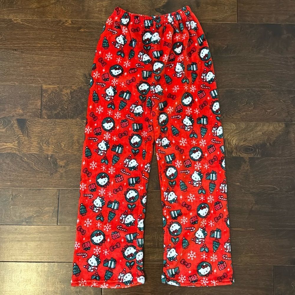 NEW Hello Kitty Red Fleece Pajama Pants sz XS / Small Christmas Sanrio Kawaii